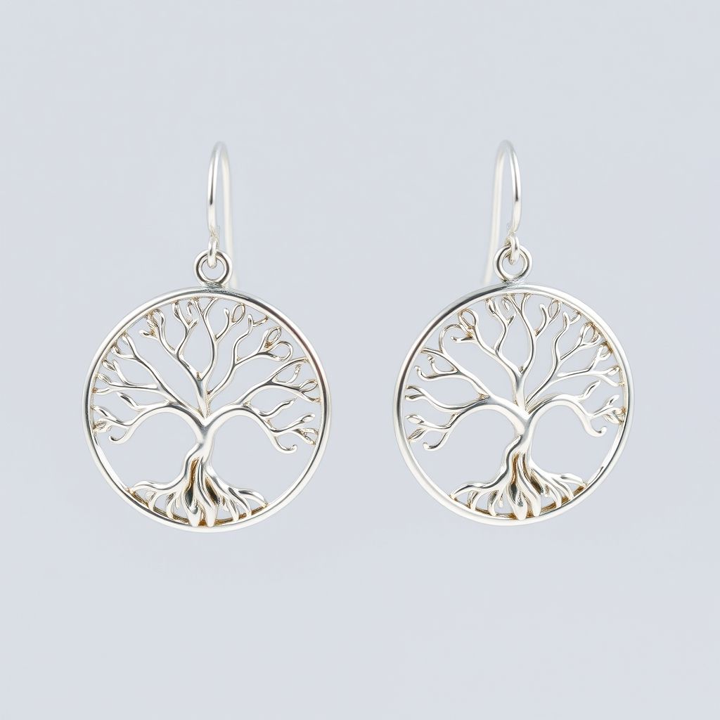 boucle d'oreille arbre de vie argent