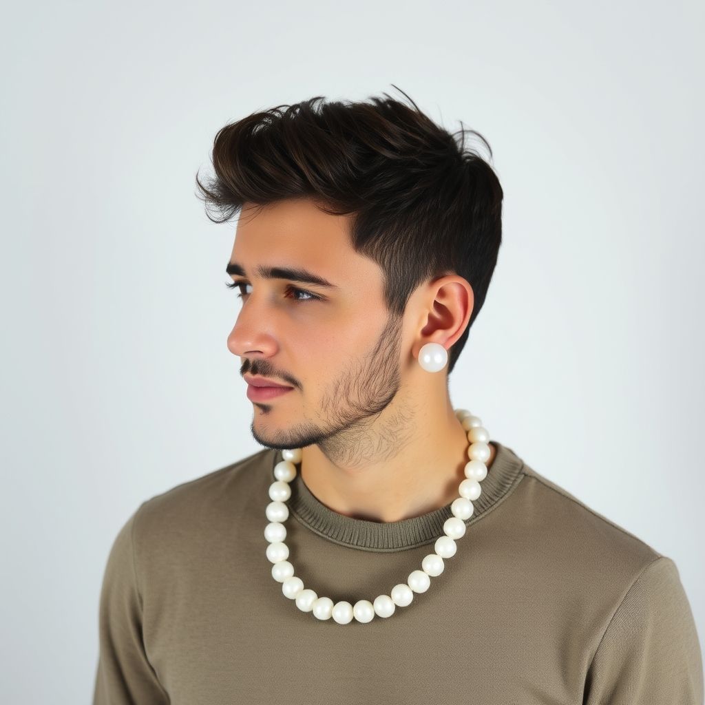 boucle d'oreille homme perle - Image 2