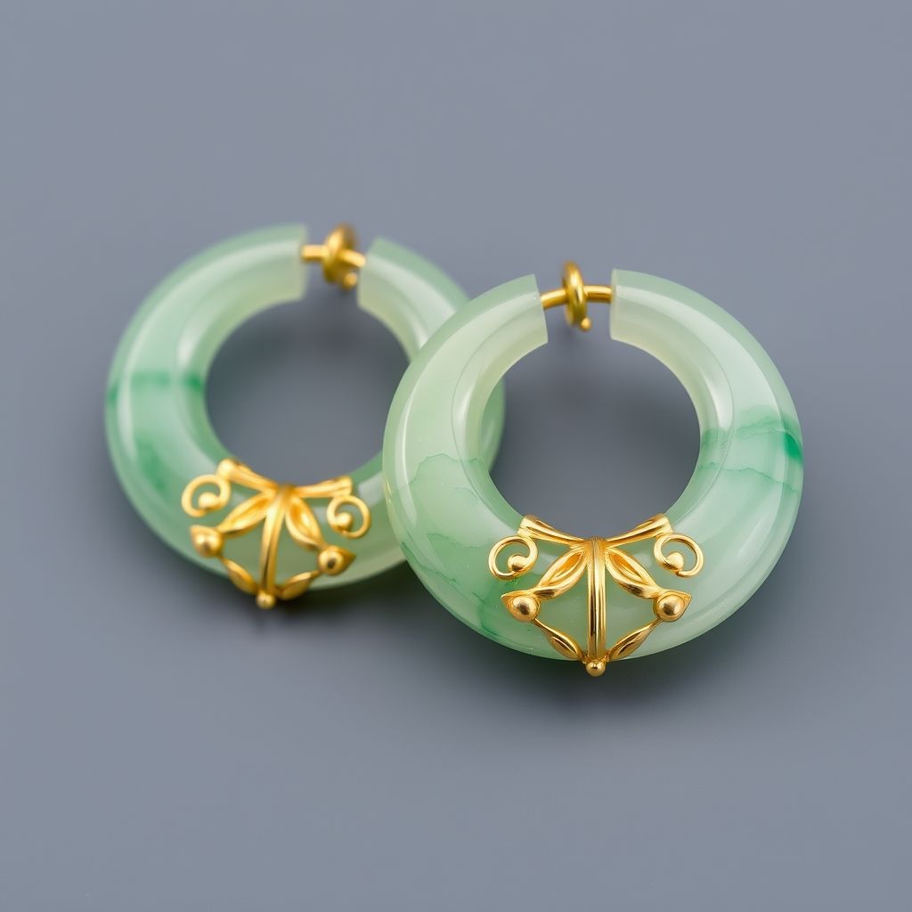 boucle d'oreille jade et or - Image 2